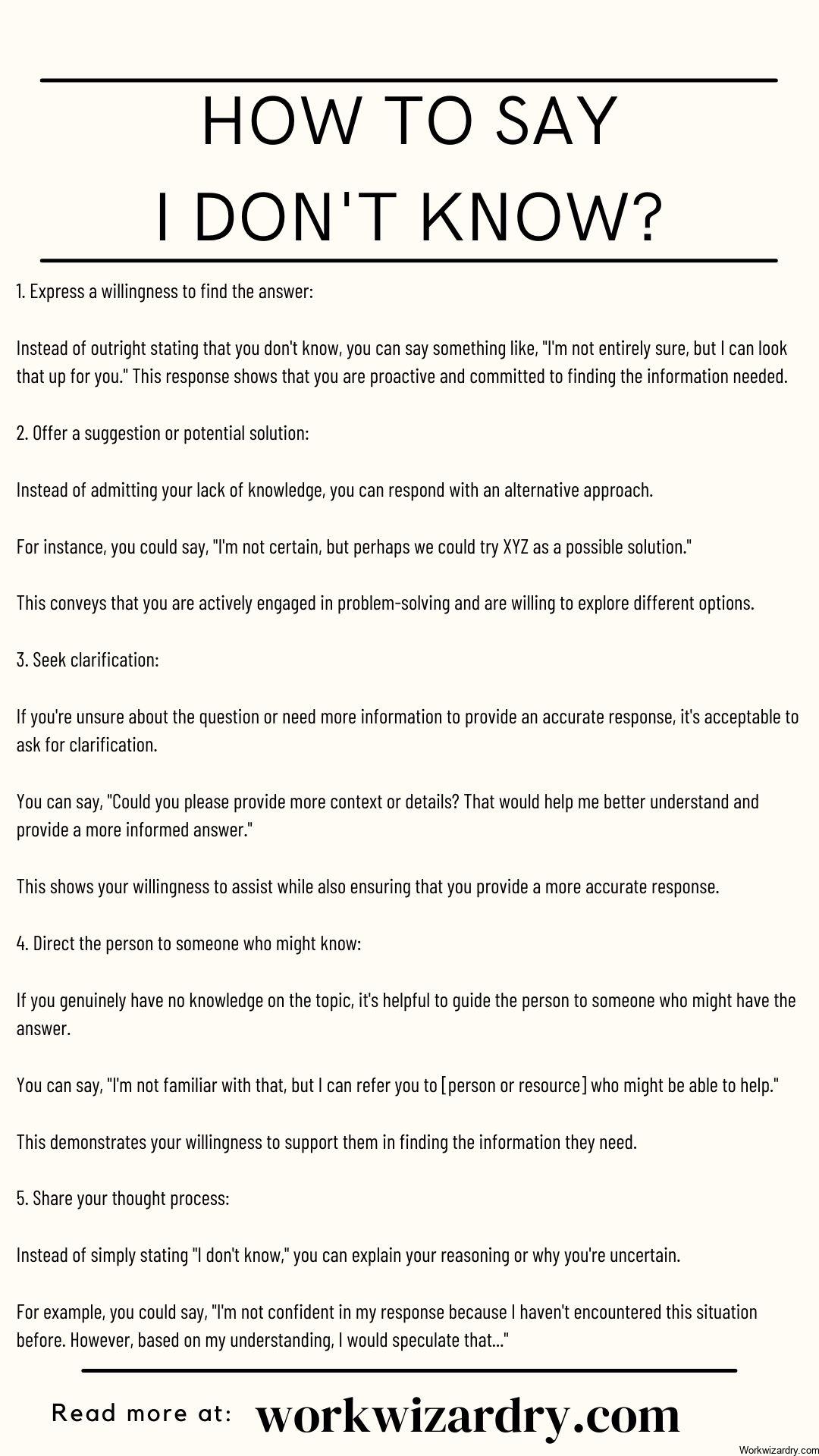 How To Say I Don't Know Professionally? 300 Examples And Tips For ...