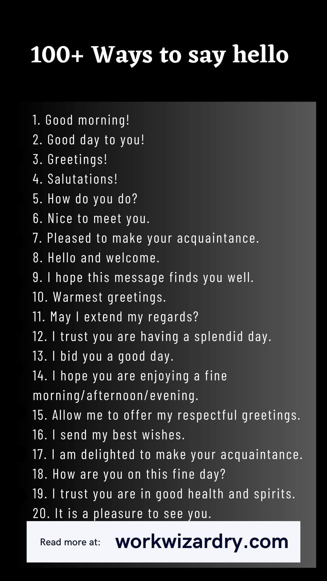 Random Hello Sentences 500 Formal And Informal Ways To Say Hello - Work Wizardry