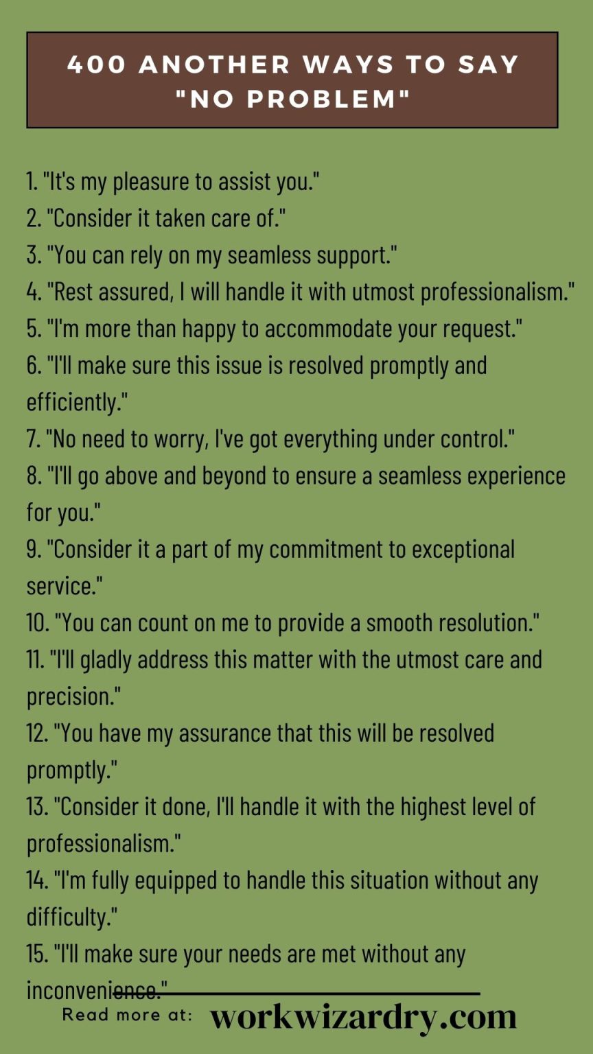 400 Professional Ways To Say No Problem - Work Wizardry