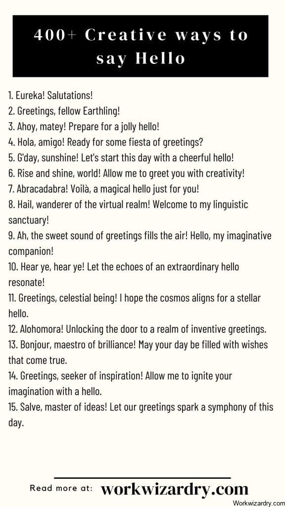 Hello Way 500 Formal And Informal Ways To Say Hello - Work Wizardry