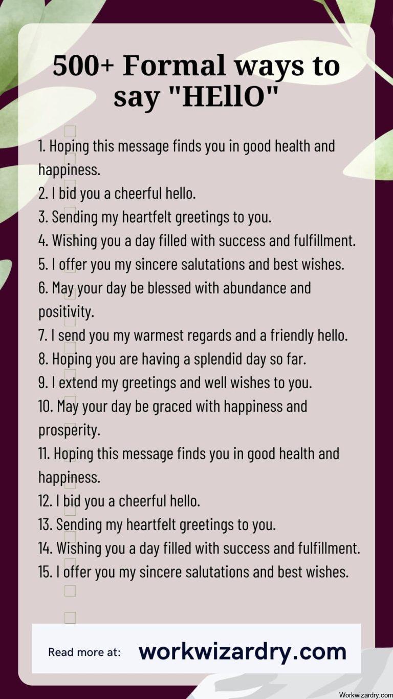 500 Formal And Informal Ways To Say Hello - Work Wizardry