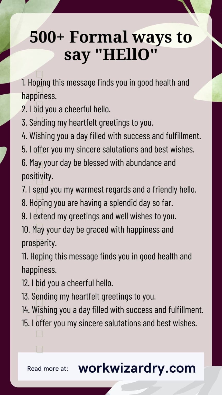 500 Formal And Informal Ways To Say Hello - Work Wizardry