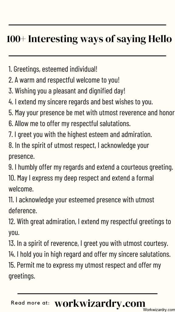 Random Hello Sentences 500 Formal And Informal Ways To Say Hello - Work Wizardry