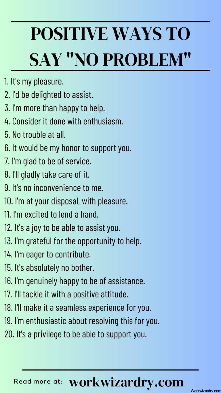 400 Professional Ways To Say No Problem - Work Wizardry