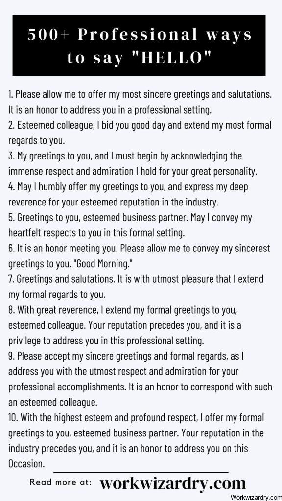 Respectfully Hello 500 Formal And Informal Ways To Say Hello - Work Wizardry