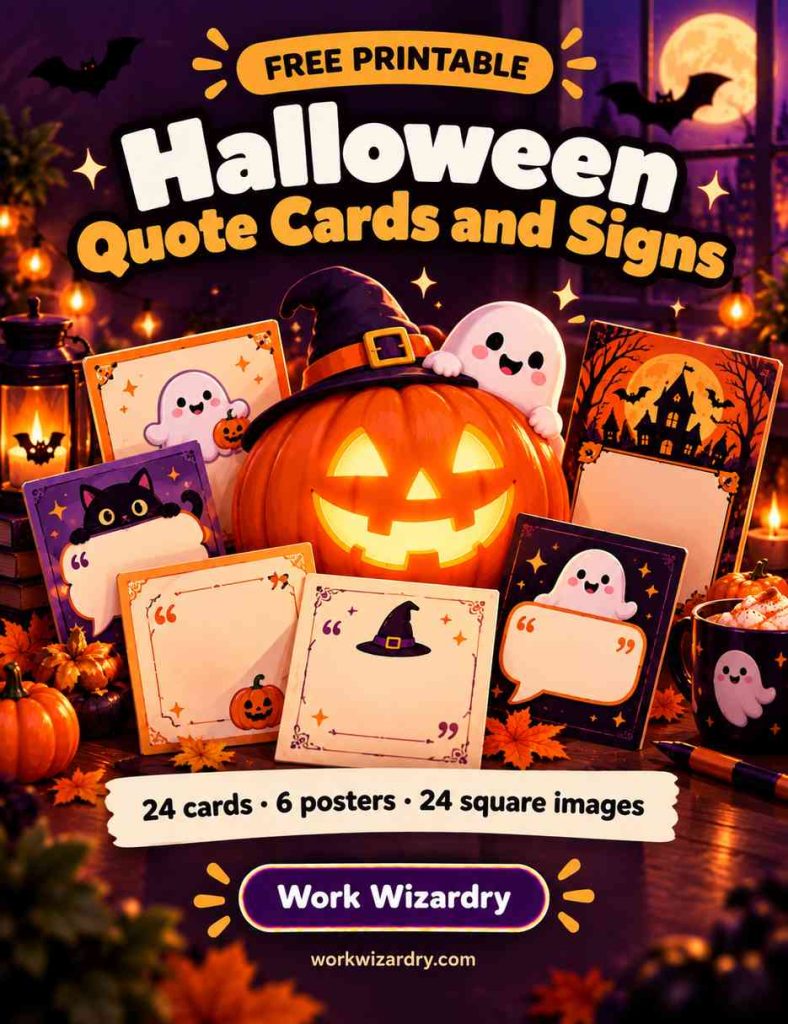 Halloween Quotes for Work: 250+ Funny, Cozy and Spooky-Professional Lines to Copy and Post 5 Cozy Halloween Quote Card Collection