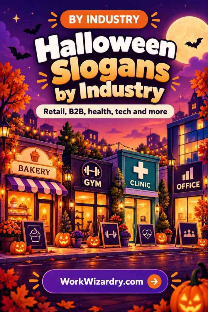 Halloween Business Slogans: 600+ Original Marketing, Sales and Promotion Slogans, Taglines and Captions 3 halloween business slogans industry pin 1000x1500 1