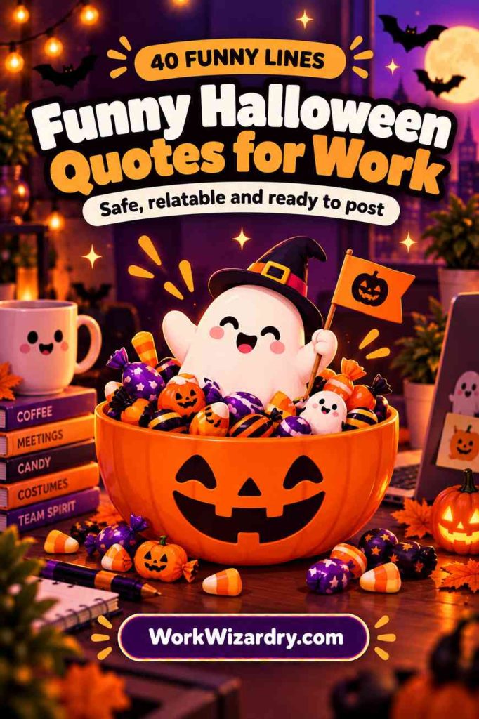 Halloween Quotes for Work: 250+ Funny, Cozy and Spooky-Professional Lines to Copy and Post 3 halloween work quotes funny pin 1000x1500 1
