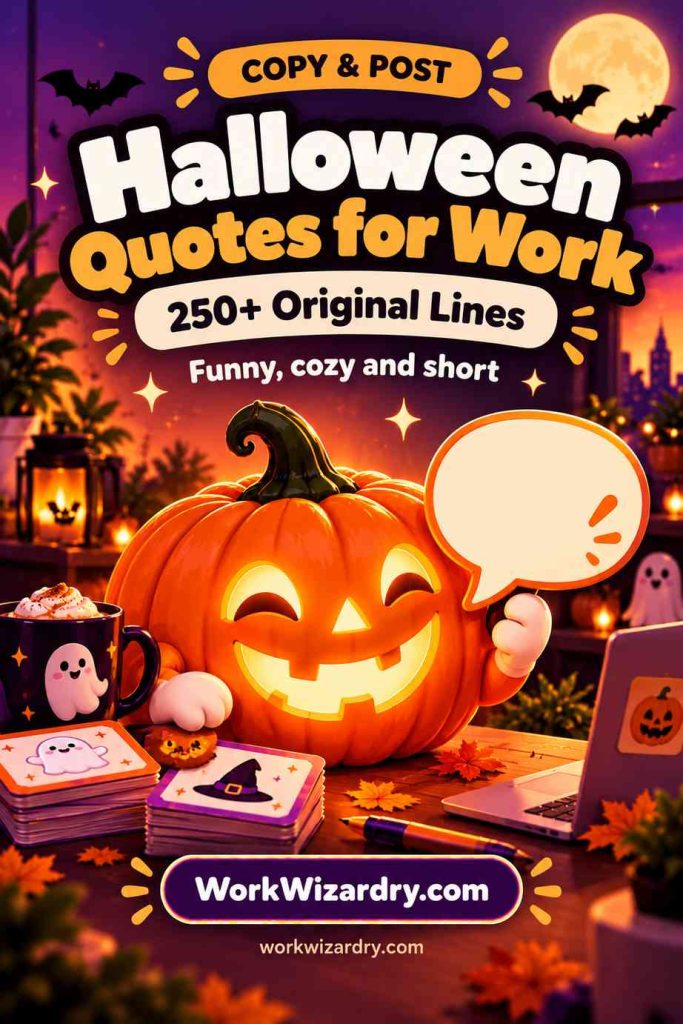 Halloween Quotes for Work: 250+ Funny, Cozy and Spooky-Professional Lines to Copy and Post 1 halloween work quotes pin 1 standard 1000x1500 1