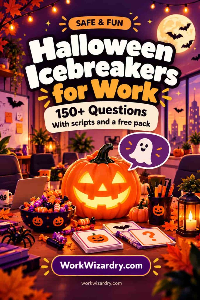 Halloween Icebreakers for Work: 150+ Questions, Formats and Scripts Your Team Will Actually Enjoy 1 halloween icebreaker questions for work pin 1 standard 1000x1500 1