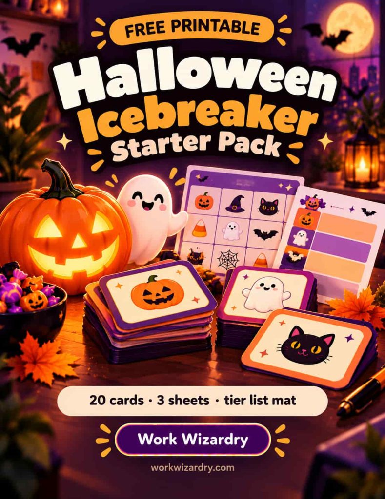 Halloween Icebreakers for Work: 150+ Questions, Formats and Scripts Your Team Will Actually Enjoy 7 halloween icebreaker starter pack cover