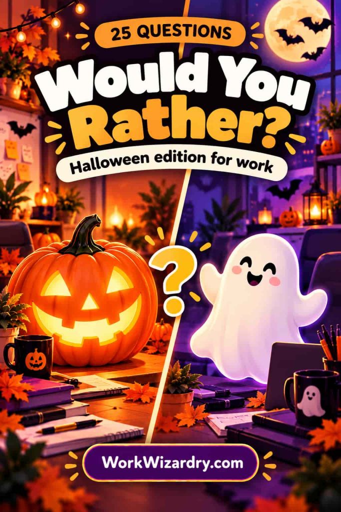 Halloween Icebreakers for Work: 150+ Questions, Formats and Scripts Your Team Will Actually Enjoy 3 halloween icebreaker would you rather pin 1000x1500 1