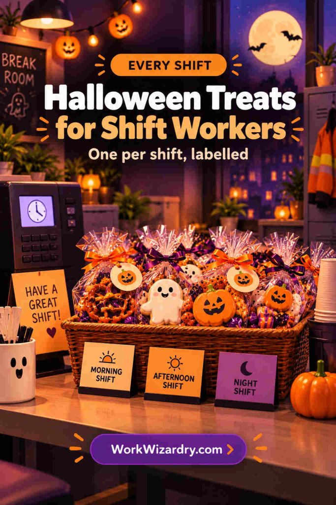Halloween Treats for the Office: What to Give Coworkers, Employees, Managers and Every Team 8 halloween treats shift pin 1000x1500 1