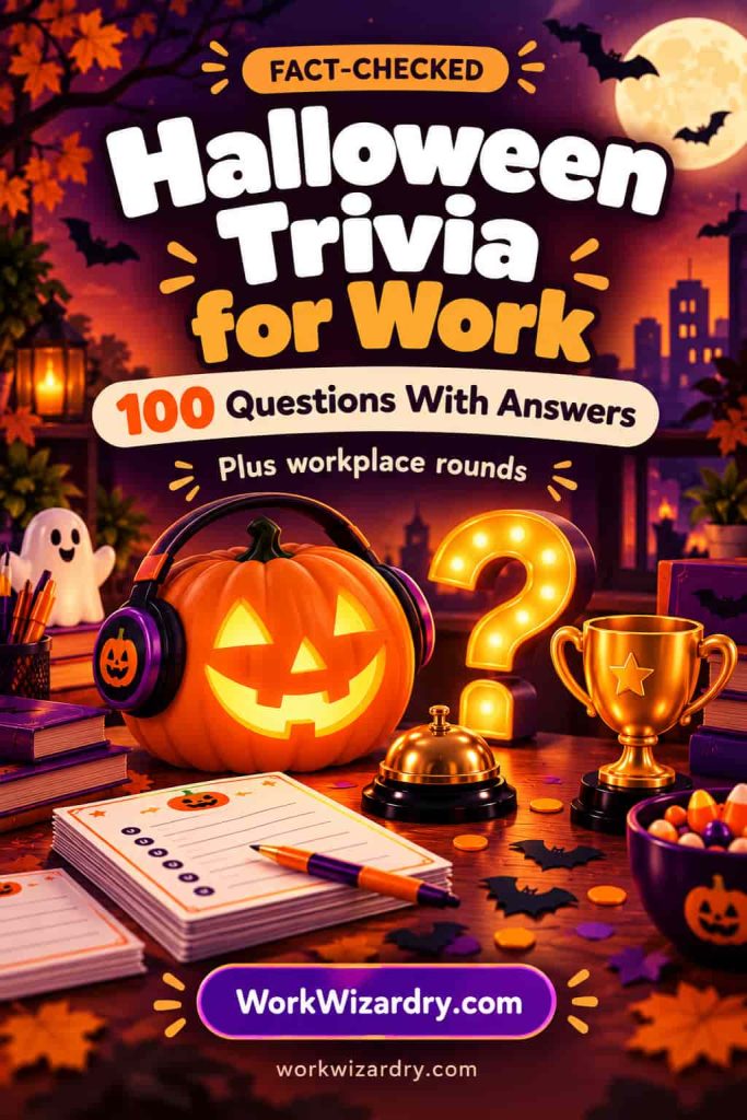 Halloween Trivia for Work: 100 Fact-Checked Questions With Answers, Workplace Rounds and a Free Pack 1 halloween trivia questions for work pin 1 standard 1000x1500 1