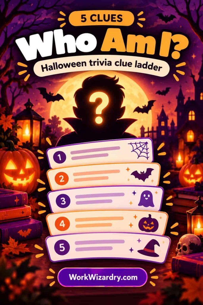 Halloween Trivia for Work: 100 Fact-Checked Questions With Answers, Workplace Rounds and a Free Pack 5 halloween trivia who am i pin 1000x1500 1