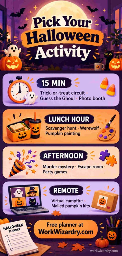 Office Halloween Activities: 27 Ideas and How to Run Them 1 office halloween activities pin 2 infographic 1000x2100 1