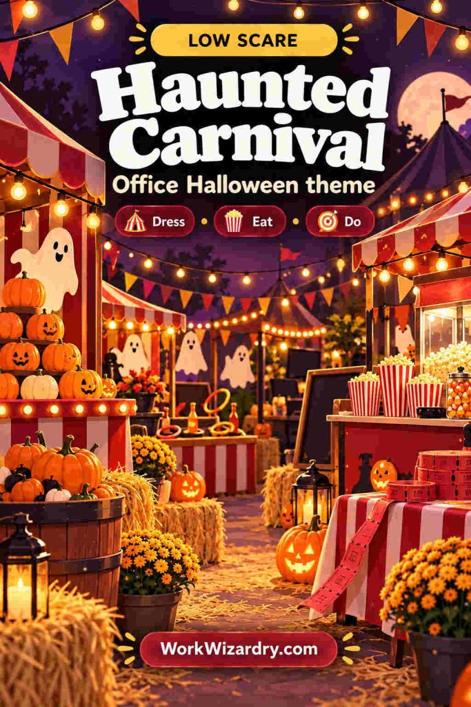 Office Halloween Ideas: 40 Ways to Celebrate at Work (Pick by Budget, Team and Time) 7 office halloween theme haunted carnival