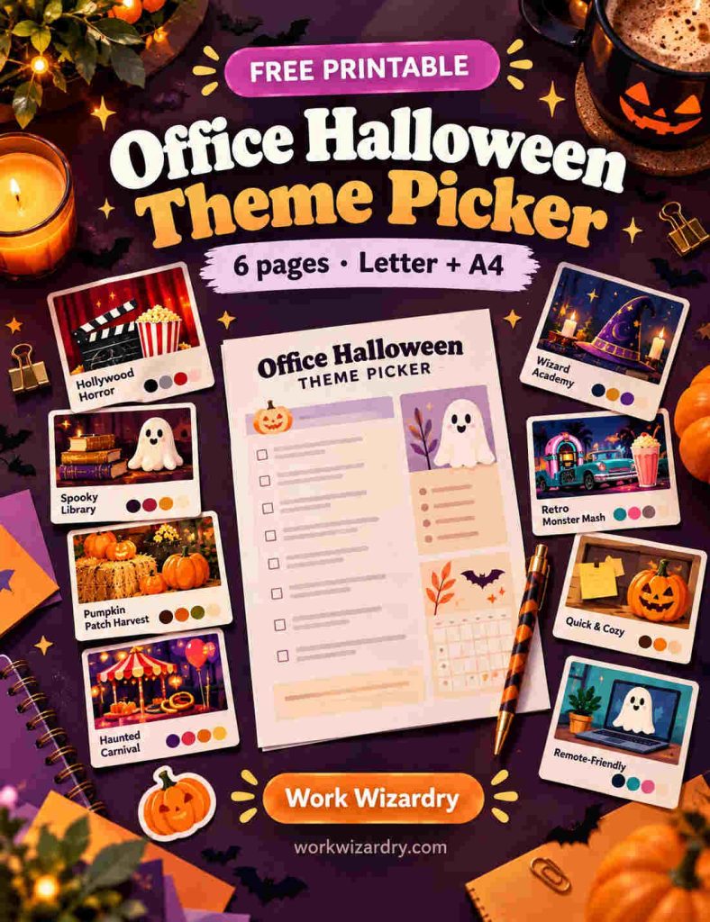 Office Halloween Ideas: 40 Ways to Celebrate at Work (Pick by Budget, Team and Time) 12 office halloween theme picker cover