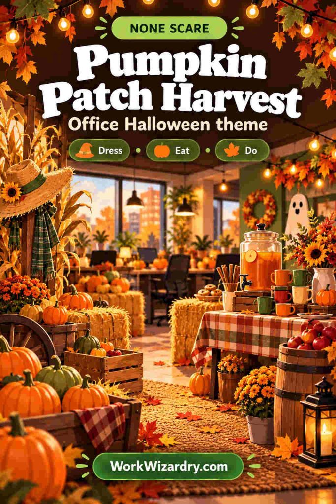 Office Halloween Ideas: 40 Ways to Celebrate at Work (Pick by Budget, Team and Time) 6 office halloween theme pumpkin patch