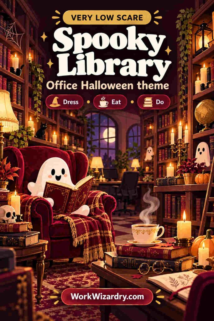 Office Halloween Ideas: 40 Ways to Celebrate at Work (Pick by Budget, Team and Time) 5 office halloween theme spooky library