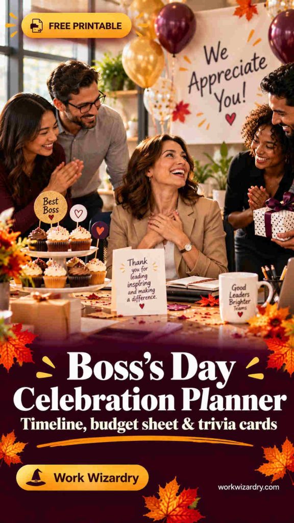 Boss's Day Ideas: 50+ Ways to Celebrate at Work (By Budget, Time and Boss Type) 3 boss day ideas pin 3 idea 1080x1920 1
