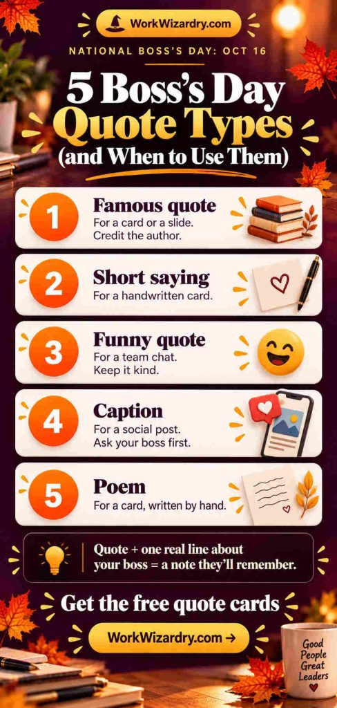 Boss's Day Quotes: 75+ Sayings, Puns and Captions to Say Thanks 3 boss day quotes pin 3 infographic 1000x2100 1