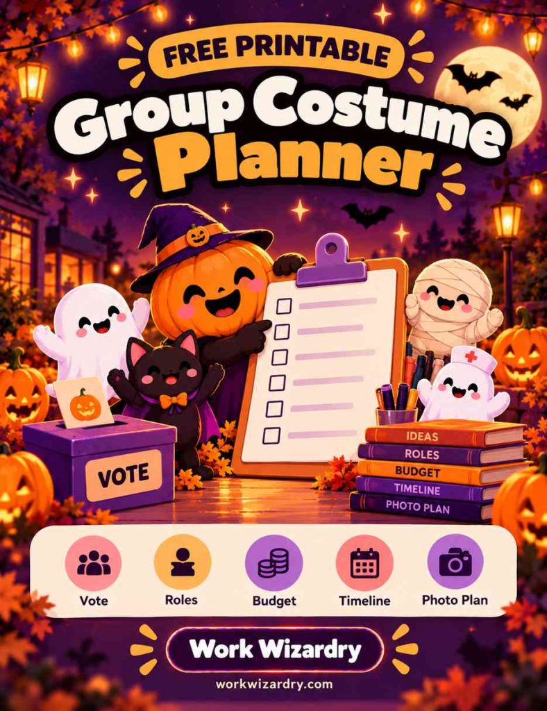 Group Halloween Costumes for Work: 270+ Creative Ideas by Team Size, Department and Budget 7 group costume free planner cover