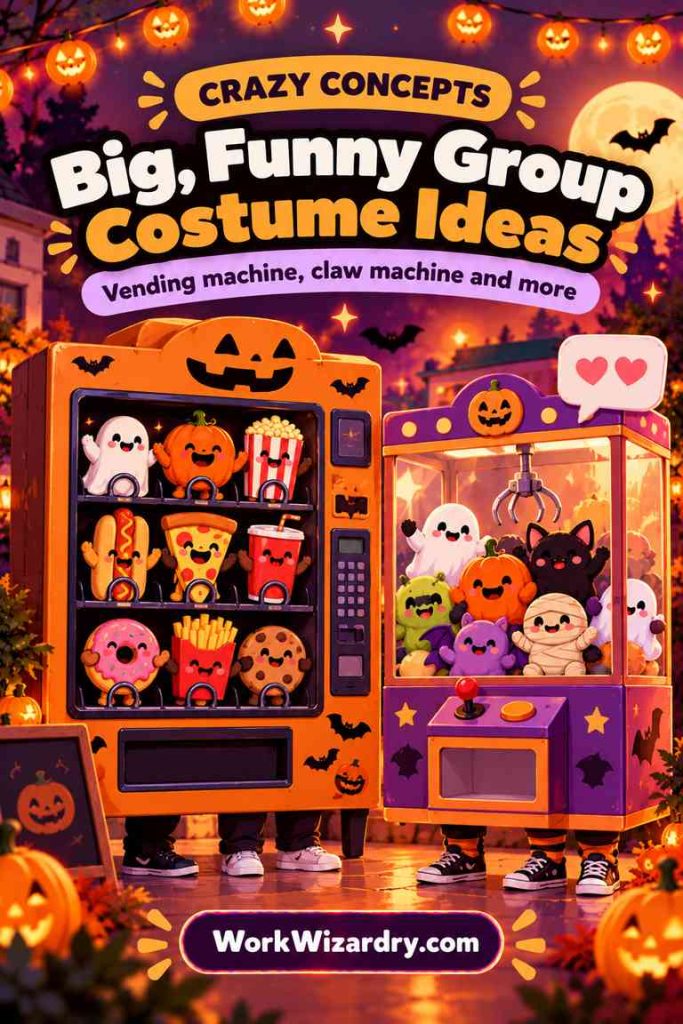 Group Halloween Costumes for Work: 270+ Creative Ideas by Team Size, Department and Budget 5 group halloween costume ideas crazy pin 1000x1500 1