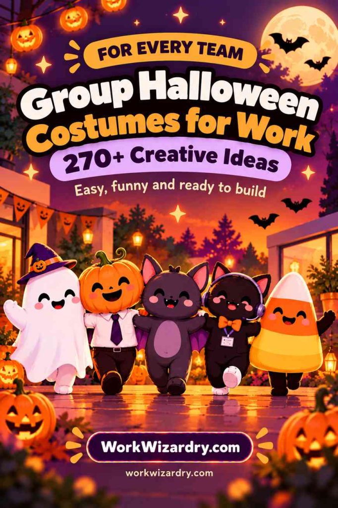 Group Halloween Costumes for Work: 270+ Creative Ideas by Team Size, Department and Budget 1 group halloween costume ideas pin 1 standard 1000x1500 1