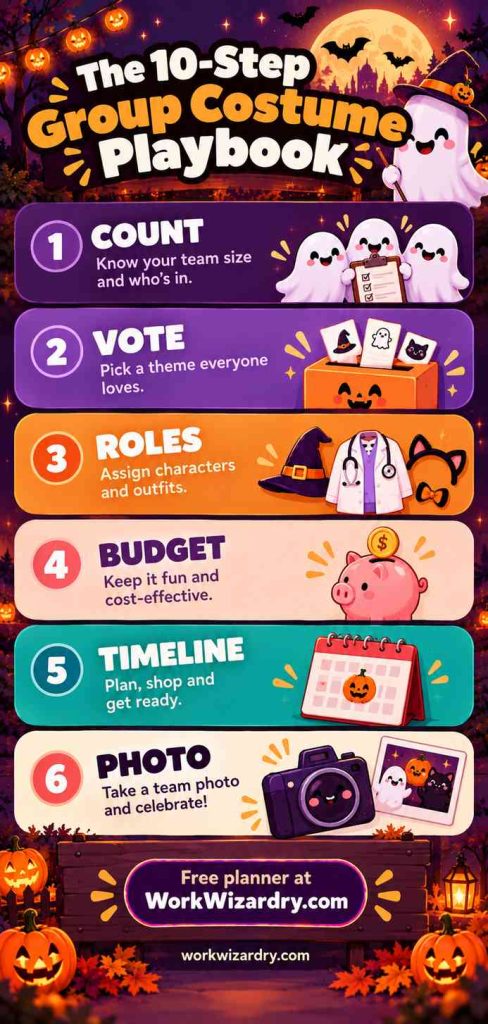 Group Halloween Costumes for Work: 270+ Creative Ideas by Team Size, Department and Budget 2 group halloween costume ideas pin 2 infographic 1000x2100 1