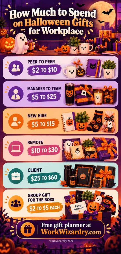 Halloween Gifts for Coworkers and Employees: 150+ Ideas by Budget, Role and Team (Rules, Costs and a Free Planner) 2 halloween gifts for coworkers pin 2 infographic 1000x2100 1