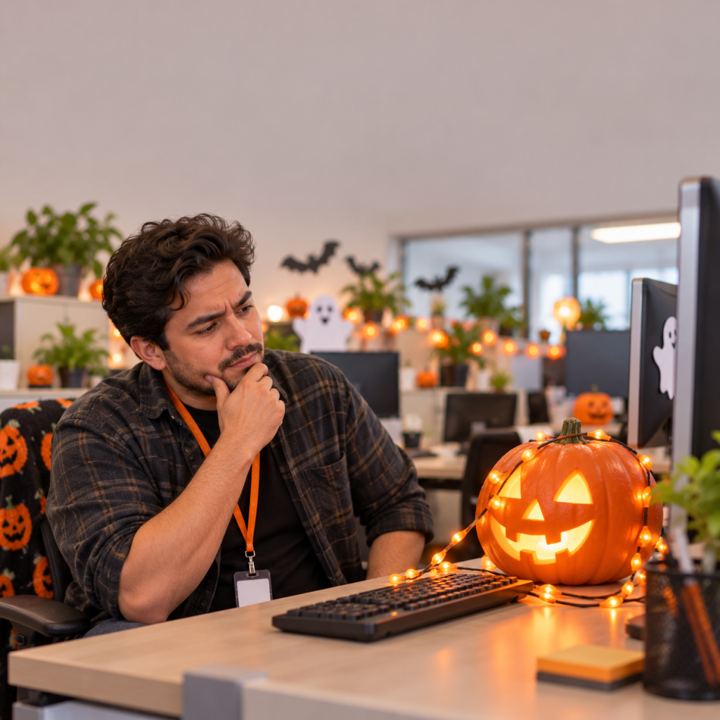 Halloween Work Memes: 60 Funny, Original Memes for Every Role (Share-Ready) 8 halloween work meme 06 have you tried turning the pumpkin off and on