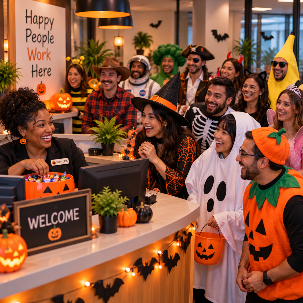 Halloween Work Memes: 60 Funny, Original Memes for Every Role (Share-Ready) 32 halloween work meme 29 front desk when twelve costumed coworkers arrive