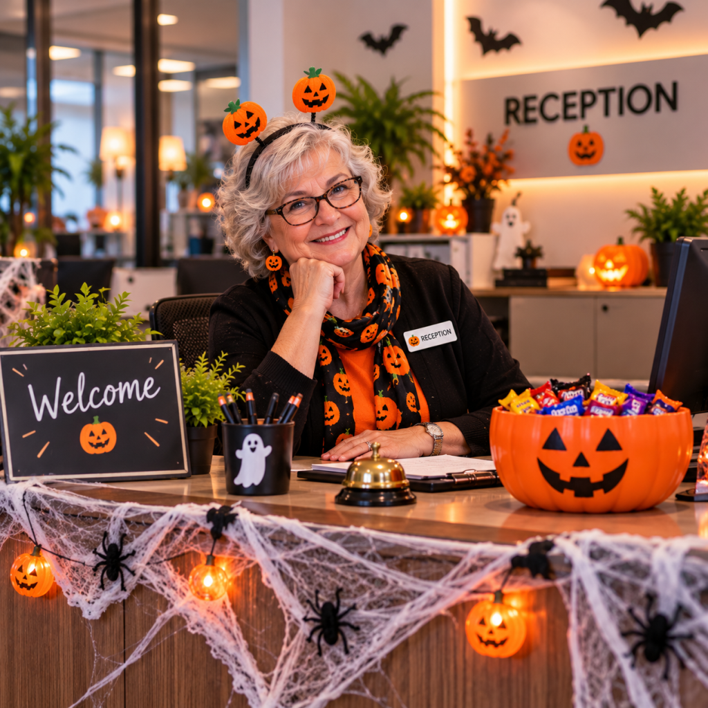 Halloween Work Memes: 60 Funny, Original Memes for Every Role (Share-Ready) 33 halloween work meme 30 reception 8 59 a m badges on cobwebs on
