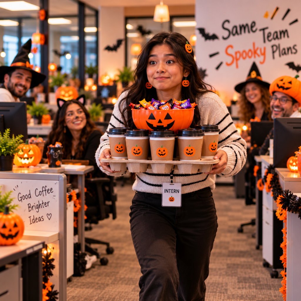 Halloween Work Memes: 60 Funny, Original Memes for Every Role (Share-Ready) 38 halloween work meme 35 the intern carrying five coffees and one candy
