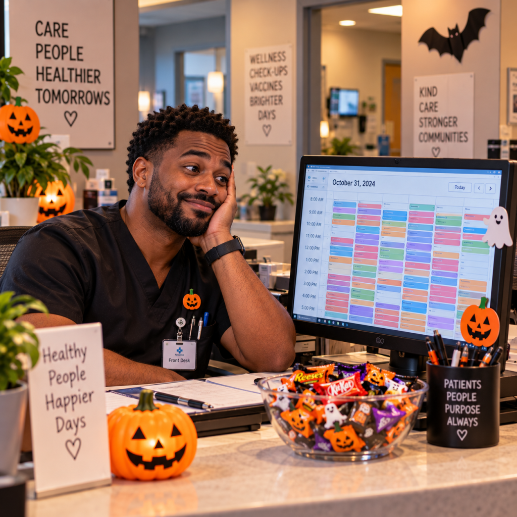 Halloween Work Memes: 60 Funny, Original Memes for Every Role (Share-Ready) 48 halloween work meme 45 clinic front desk the only scary thing is the