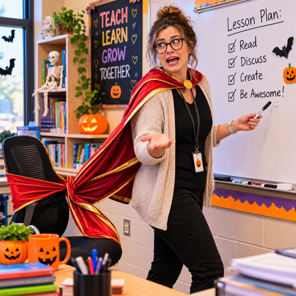 Halloween Work Memes: 60 Funny, Original Memes for Every Role (Share-Ready) 50 halloween work meme 47 teaching in a cape it is not helping