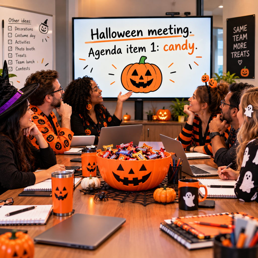 Halloween Work Memes: 60 Funny, Original Memes for Every Role (Share-Ready) 57 halloween work meme 54 halloween meeting agenda item 1 candy