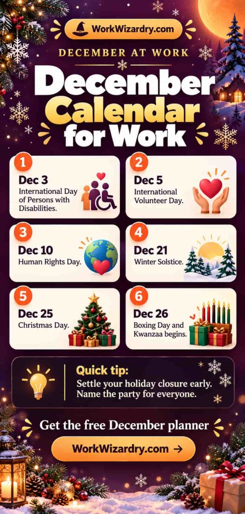 December Themes for Work: A Complete Month Planner (Holiday Calendar, Ideas and Templates) 1 december themes for work pin 2 infographic 1000x2100 1