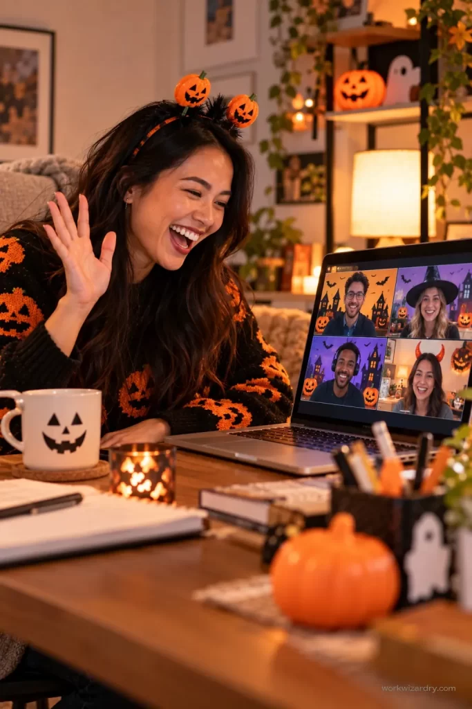 30 Halloween Spirit Week Ideas for Work: The Complete 2026 Office Theme Week Guide 27 halloween spirit week pin virtual background day