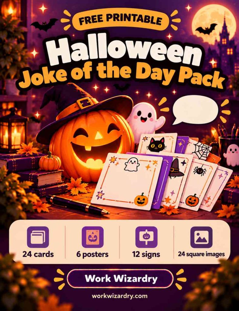 Halloween Jokes for Work: 250+ Clean Jokes, Puns and One-Liners for Every Office 5 halloween joke cards pack cover