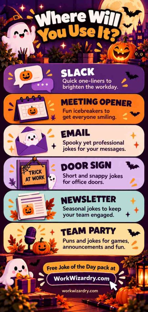 Halloween Jokes for Work: 250+ Clean Jokes, Puns and One-Liners for Every Office 2 halloween jokes for work pin 2 infographic 1000x2100 1