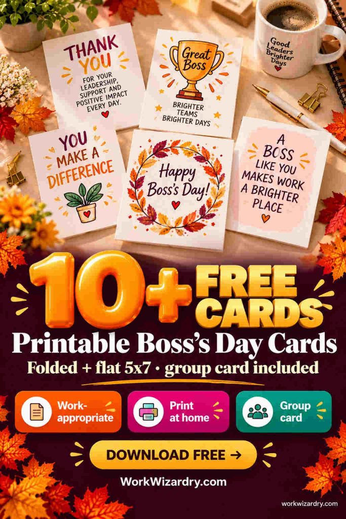 Free Printable Boss's Day Cards: Work-Appropriate Designs (Folded and Flat 5x7) 1 printable boss day cards pin 1 standard 1000x1500 1