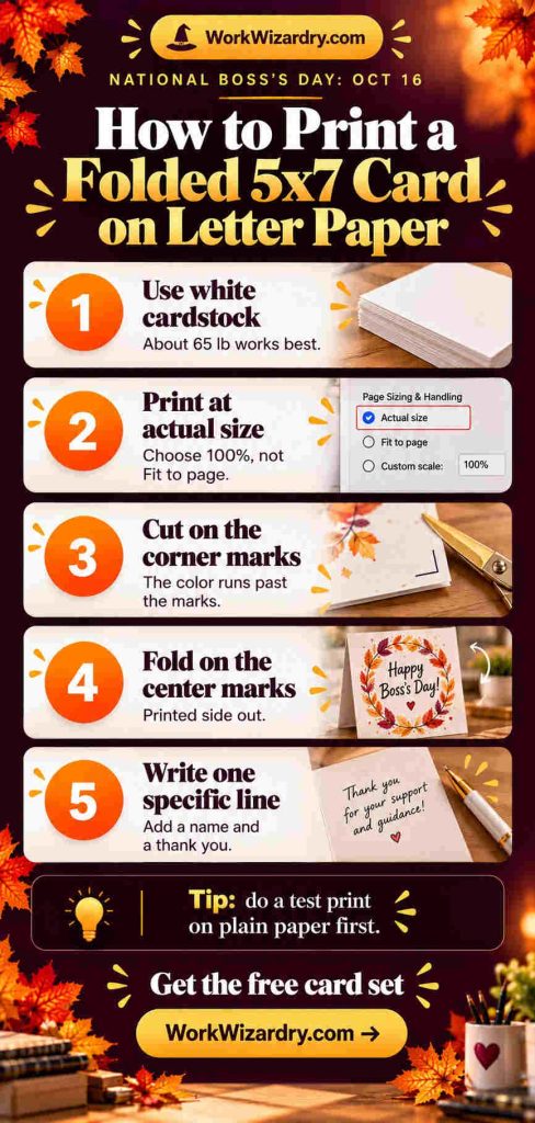 Free Printable Boss's Day Cards: Work-Appropriate Designs (Folded and Flat 5x7) 2 printable boss day cards pin 2 infographic 1000x2100 1