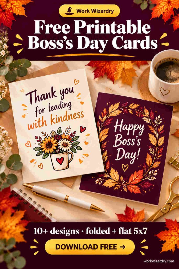 Free Printable Boss's Day Cards: Work-Appropriate Designs (Folded and Flat 5x7) 3 printable boss day cards pin 3 preview 1000x1500 1