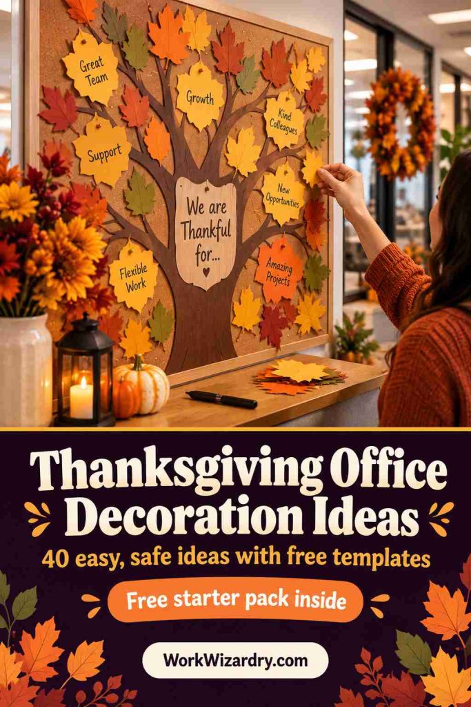 Thanksgiving Office Decoration Ideas: 40 Ways to Decorate Your Door, Desk, Bulletin Board and Party Table (With Free Templates) 1 thanksgiving office decoration ideas pin 1 standard 1000x1500 1