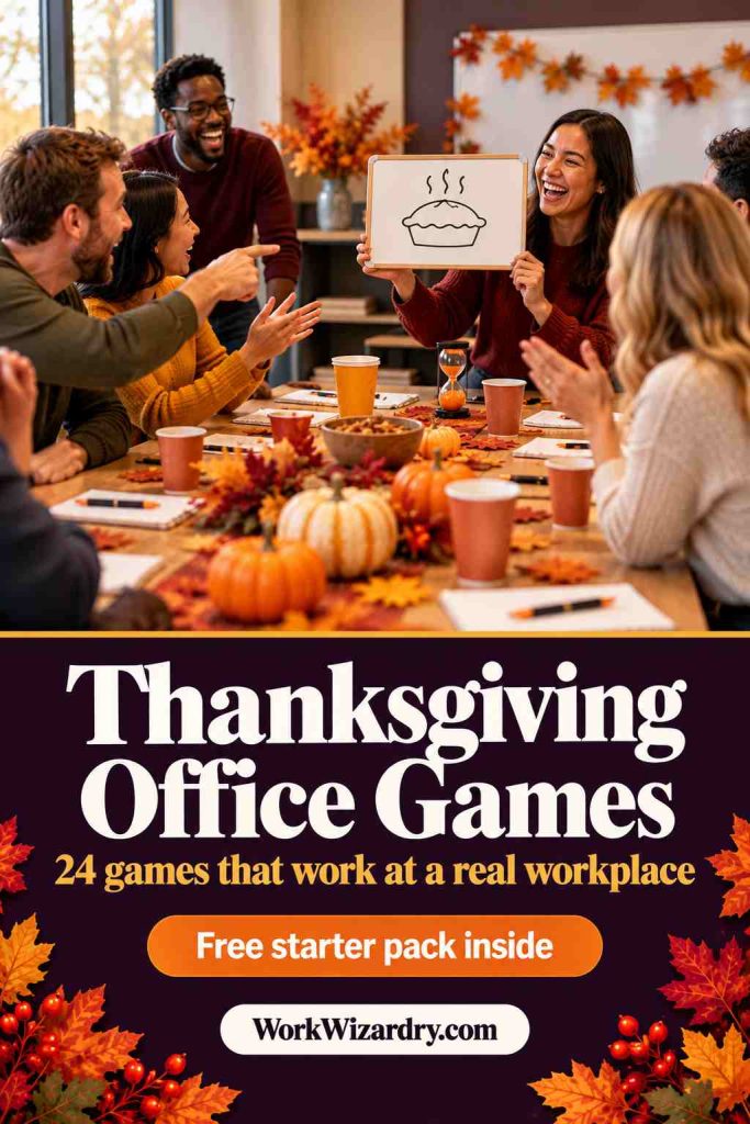 Thanksgiving Office Games: 24 Fun Games for Work Parties, Lunches and Remote Teams (With Rules, Scoring and Printables) 1 thanksgiving office games pin 1 standard 1000x1500 1